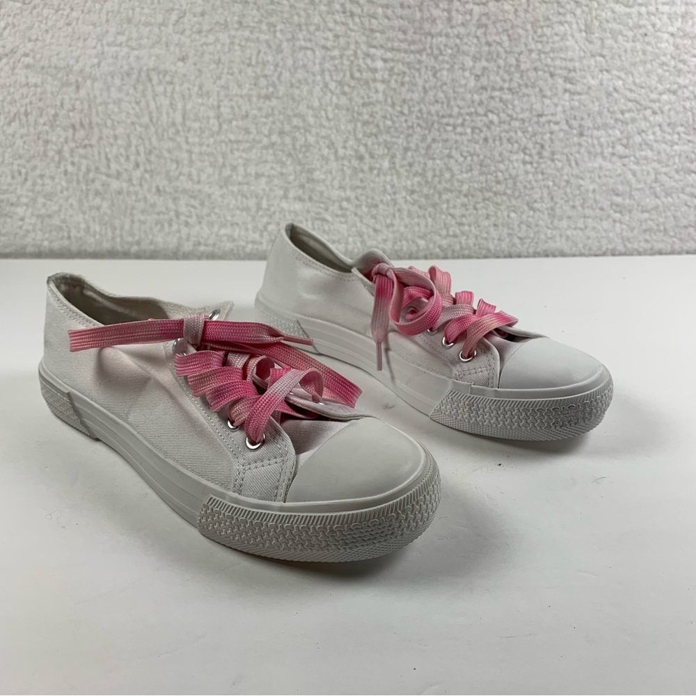 Bp Greta White‎ Canvas Shoes Womens Size 6 Pink Lace Up NWOB 7328